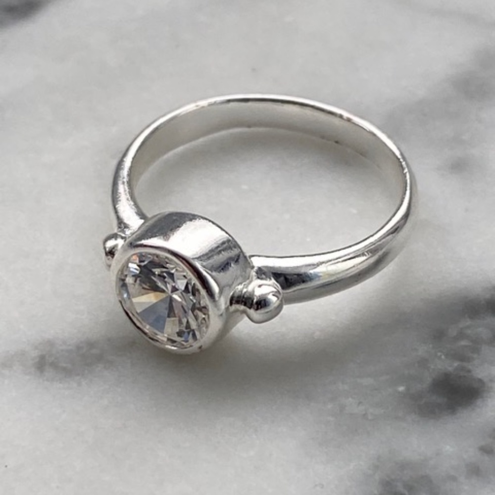 Sterling Silver Diamond Solitaire Ring - image 2